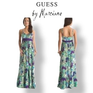 Guess By Marciano Bouguet Silk Floral Maxi Dress